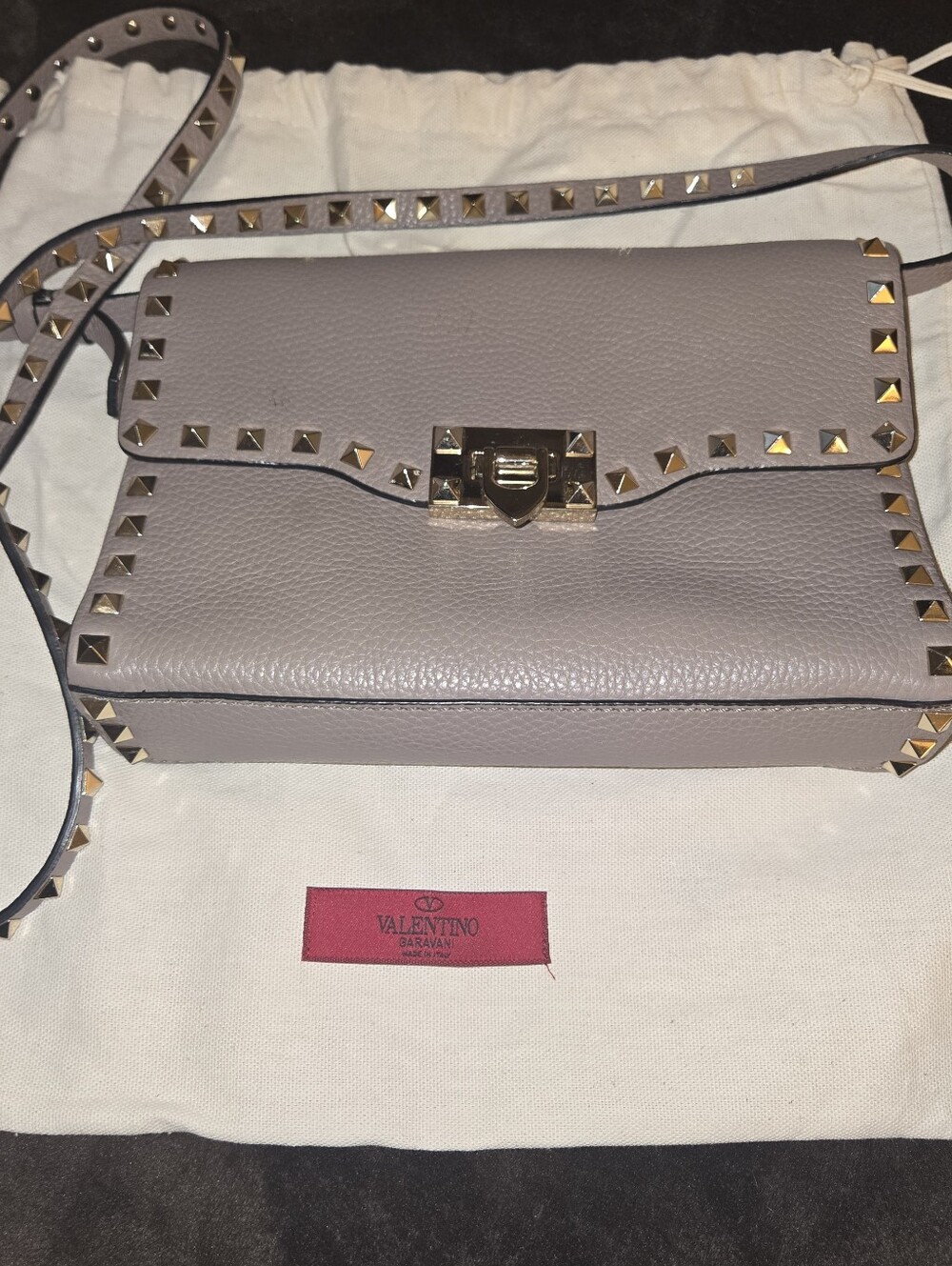 Valentino Studded Leather Crossbody Bag in Dusty Mauve